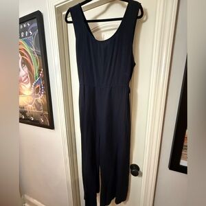 Fat Face Navy Linen Jumpsuit